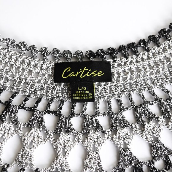 CARTISE Gray & White Crochet Dress, Top or Bathing Suit Coverup - Size Large - Picture 3 of 7